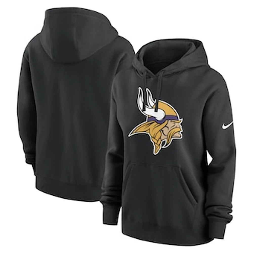 Women's Nike Black Minnesota Vikings Team Logo Club Fleece Pullover Hoodie