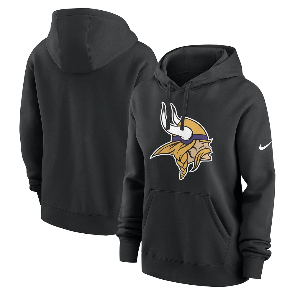 Women's Nike Black Minnesota Vikings Team Logo Club Fleece Pullover Hoodie