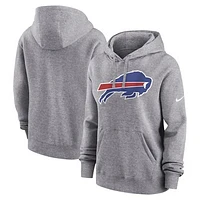 Women's Nike Heather Gray Buffalo Bills Team Logo Club Fleece Pullover Hoodie