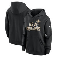 Women's Nike Black New Orleans Saints Wordmark Club Fleece Pullover Hoodie