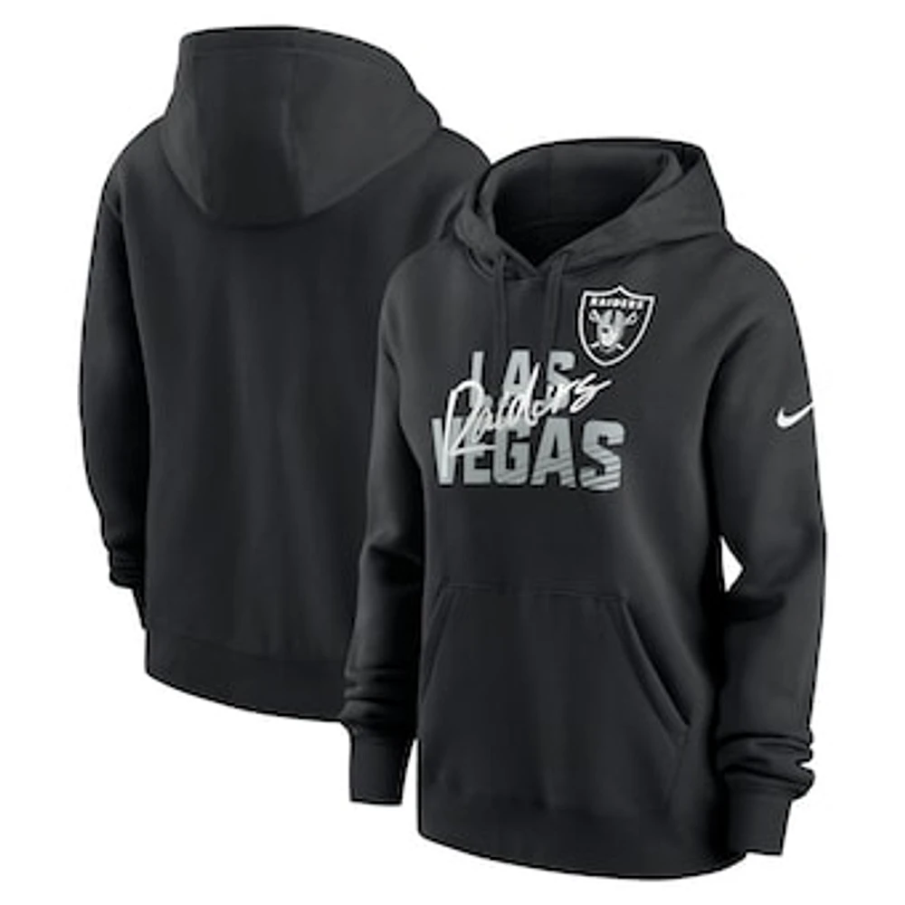 Women's Nike Black Las Vegas Raiders Wordmark Club Fleece Pullover Hoodie