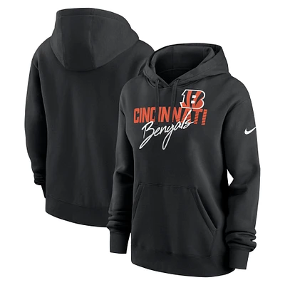 Women's Nike Black Cincinnati Bengals Wordmark Club Fleece Pullover Hoodie