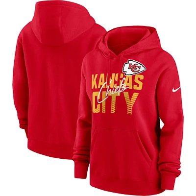 Women's Nike Red Kansas City Chiefs Wordmark Club Fleece Pullover Hoodie