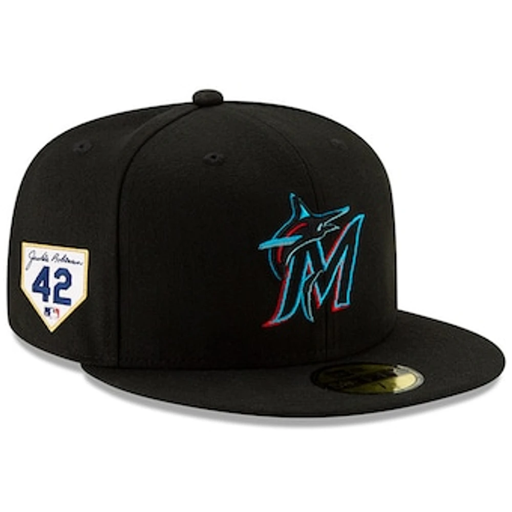 Men's New Era Black Miami Marlins 2024 Jackie Robinson Day 59FIFTY Fitted Hat