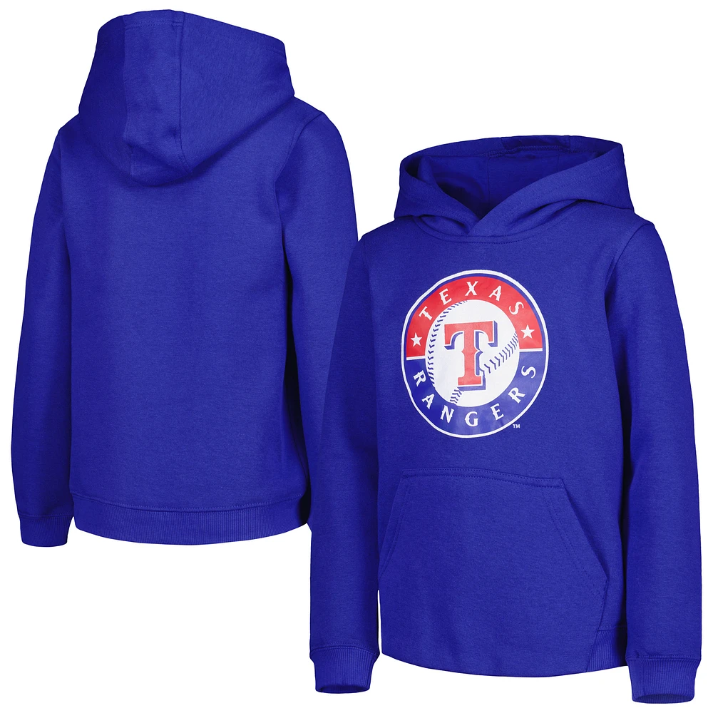 Youth Royal Texas Rangers Team Primary Logo Pullover Hoodie