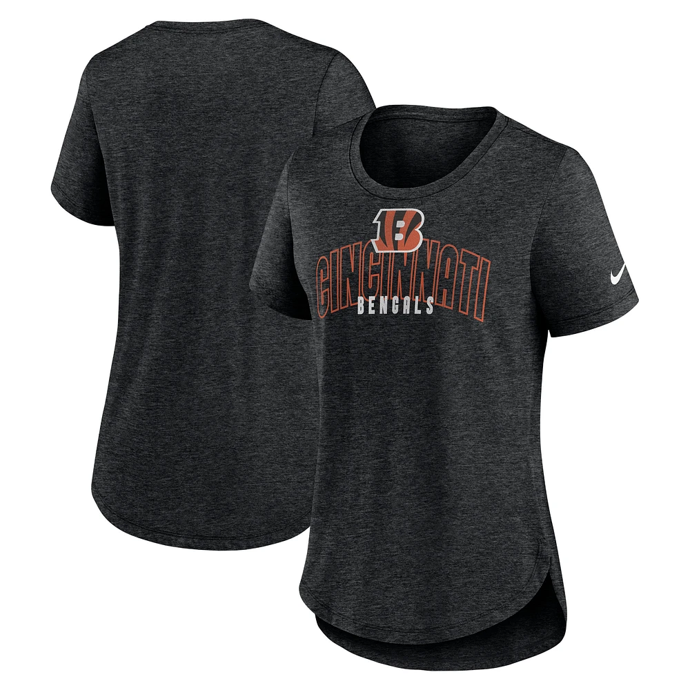 Women's Nike Heather Black Cincinnati Bengals Fashion Tri-Blend T-Shirt