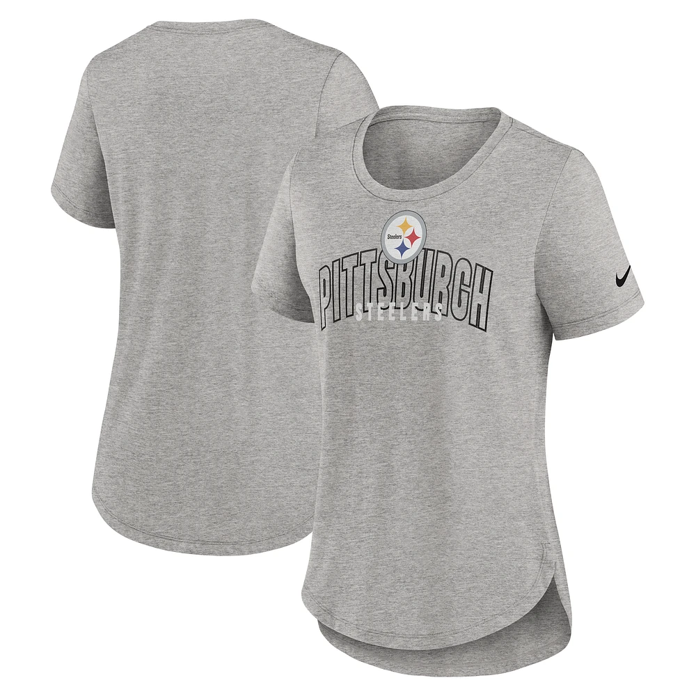 Women's Nike Heather Gray Pittsburgh Steelers Fashion Tri-Blend T-Shirt