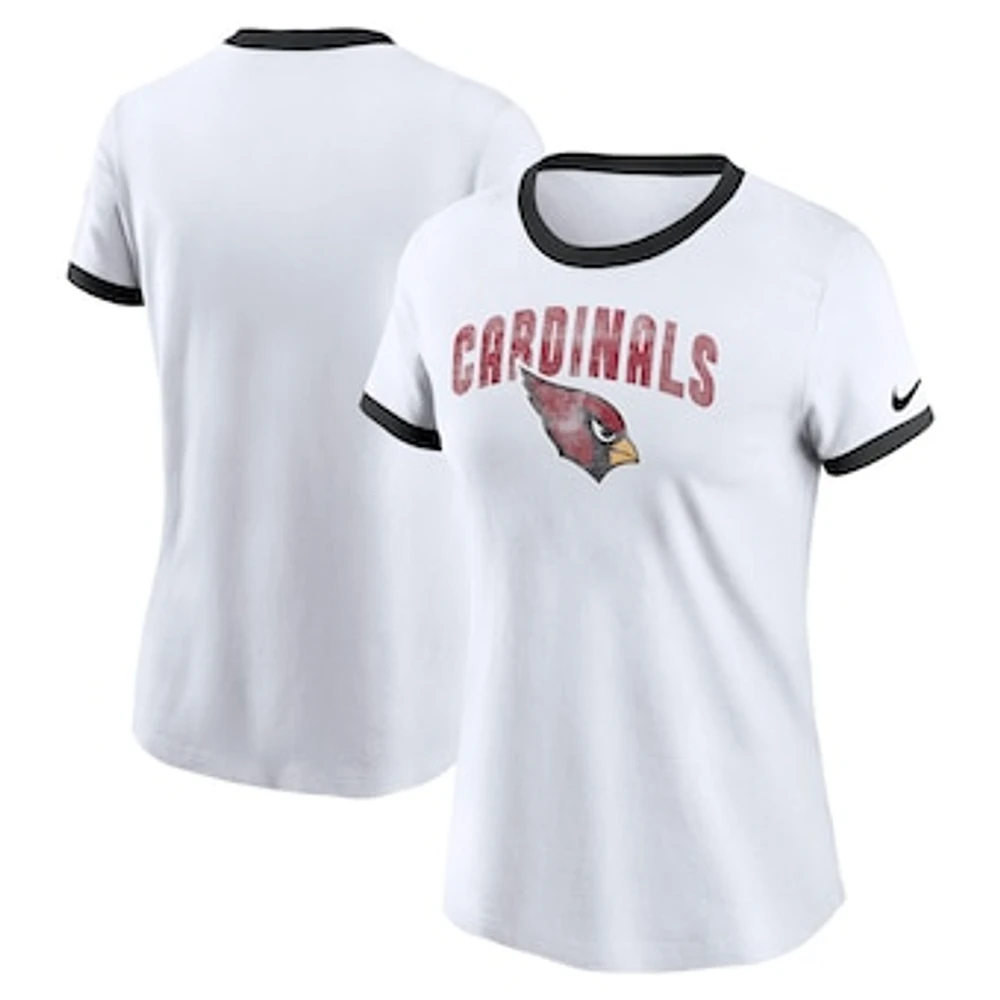 Women's Nike White Arizona Cardinals Rewind Ringer Tri-Blend T-Shirt