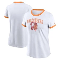 Women's Nike White Tampa Bay Buccaneers Rewind Ringer T-Shirt