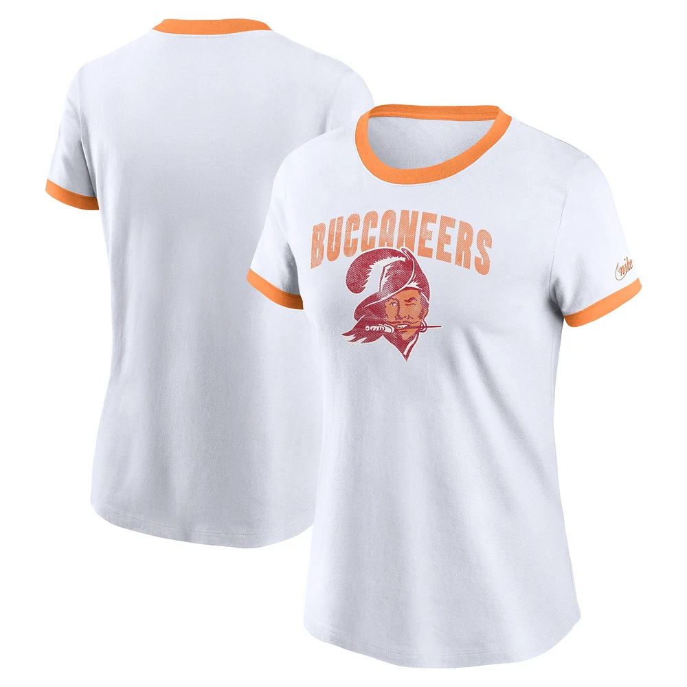 Women's Nike White Tampa Bay Buccaneers Rewind Ringer T-Shirt