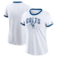 Women's Nike White Indianapolis Colts Rewind Ringer Tri-Blend T-Shirt