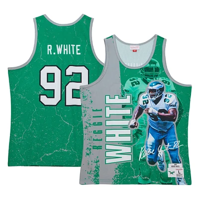 Men's Mitchell & Ness Reggie White Kelly Green Philadelphia Eagles 1992 Player Burst Tank Top