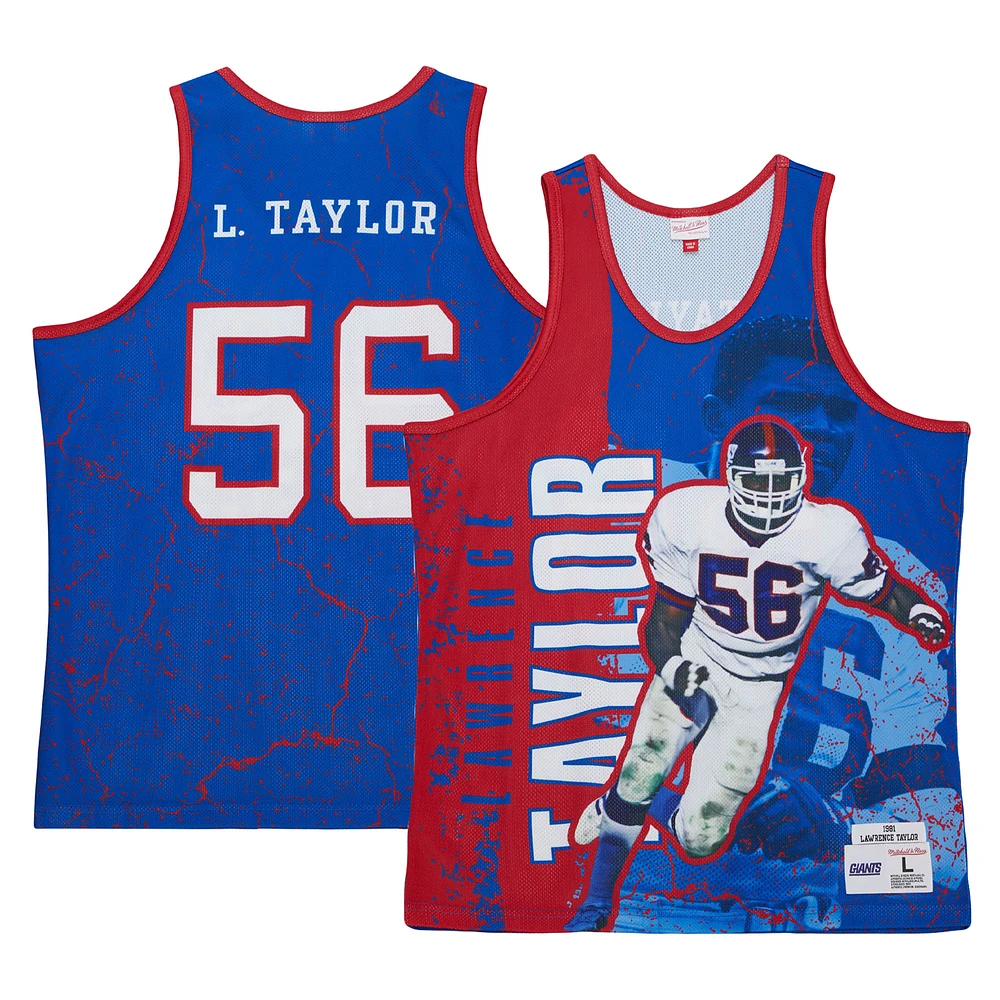 Men's Mitchell & Ness Lawrence Taylor Royal New York Giants 1989 Player Burst Tank Top