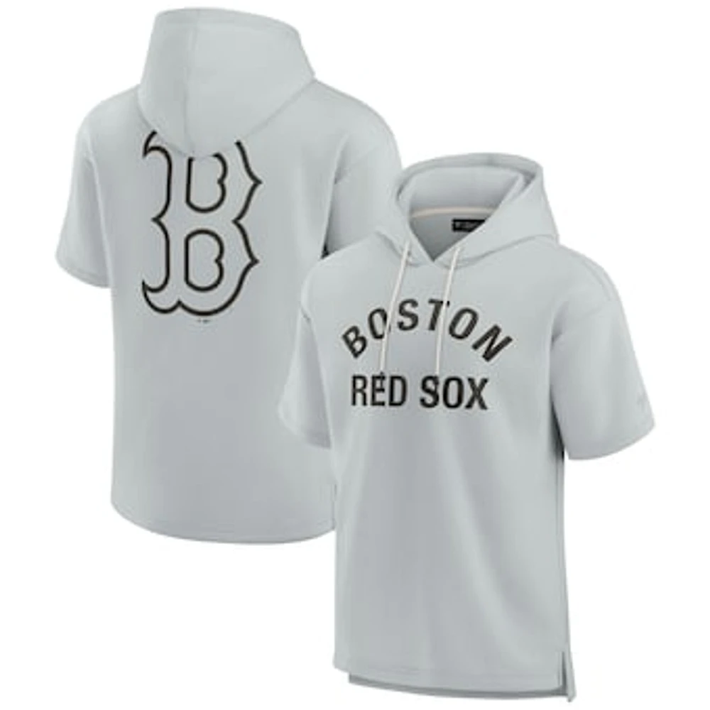 Unisex Fanatics Gray Boston Red Sox Elements Super Soft Fleece Short Sleeve Pullover Hoodie