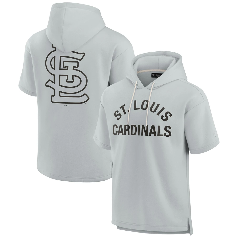 Unisex Fanatics Gray St. Louis Cardinals Elements Super Soft Fleece Short Sleeve Pullover Hoodie