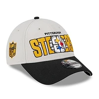 Men's New Era  Cream Pittsburgh Steelers 2023 NFL Draft 9FORTY Adjustable Snapback Hat