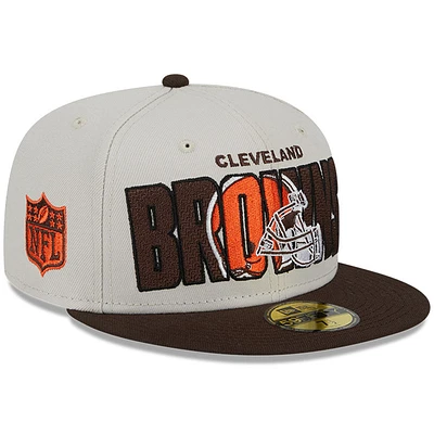 Men's New Era  Cream Cleveland Browns 2023 NFL Draft On Stage 59FIFTY Fitted Hat