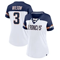 Women's Fanatics Russell Wilson White Denver Broncos Athena Name & Number V-Neck Top