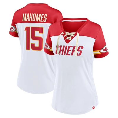 Women's Fanatics Patrick Mahomes White Kansas City Chiefs Athena Name & Number V-Neck Top