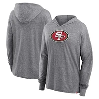 Women's Fanatics Heather Gray San Francisco 49ers Cozy Primary Pullover Hoodie