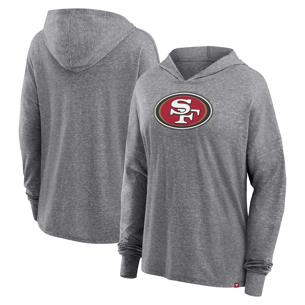 Women's Fanatics Heather Gray San Francisco 49ers Cozy Primary Pullover Hoodie