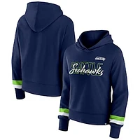 Women's Fanatics College Navy Seattle Seahawks Over Under Pullover Hoodie