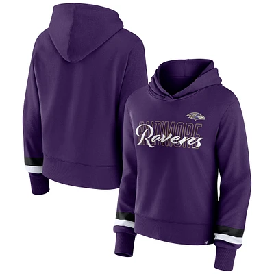 Women's Fanatics  Purple Baltimore Ravens Over Under Pullover Hoodie