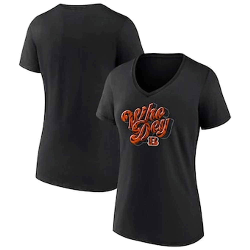 Women's Fanatics Black Cincinnati Bengals Back Home Again V-Neck T-Shirt