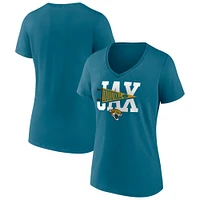 Women's Fanatics Teal Jacksonville Jaguars Back Home Again V-Neck T-Shirt