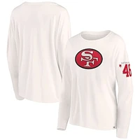 Women's Fanatics Cream San Francisco 49ers Game Date Oversized Cropped Lightweight Long Sleeve Tee