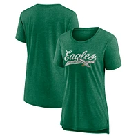 Women's Fanatics Heather Kelly Green Philadelphia Eagles Original Play Tri-Blend T-Shirt