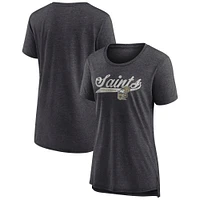 Women's Fanatics Heather Charcoal New Orleans Saints Original Play Tri-Blend T-Shirt