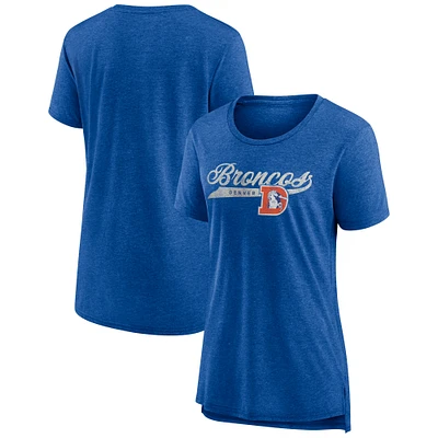 Women's Fanatics Heather Royal Denver Broncos Original Play Tri-Blend T-Shirt