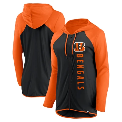 Women's Fanatics Black/Orange Cincinnati Bengals Forever Fan Full-Zip Hoodie