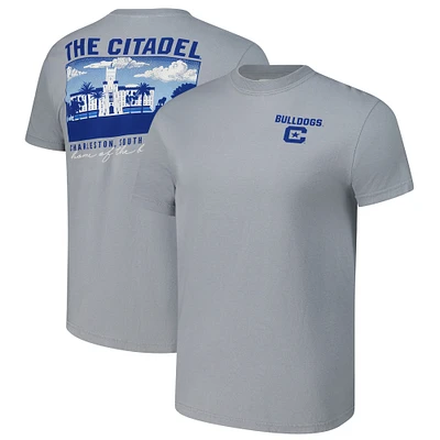 Men's Gray Citadel Bulldogs Campus Scenery Comfort Color T-Shirt