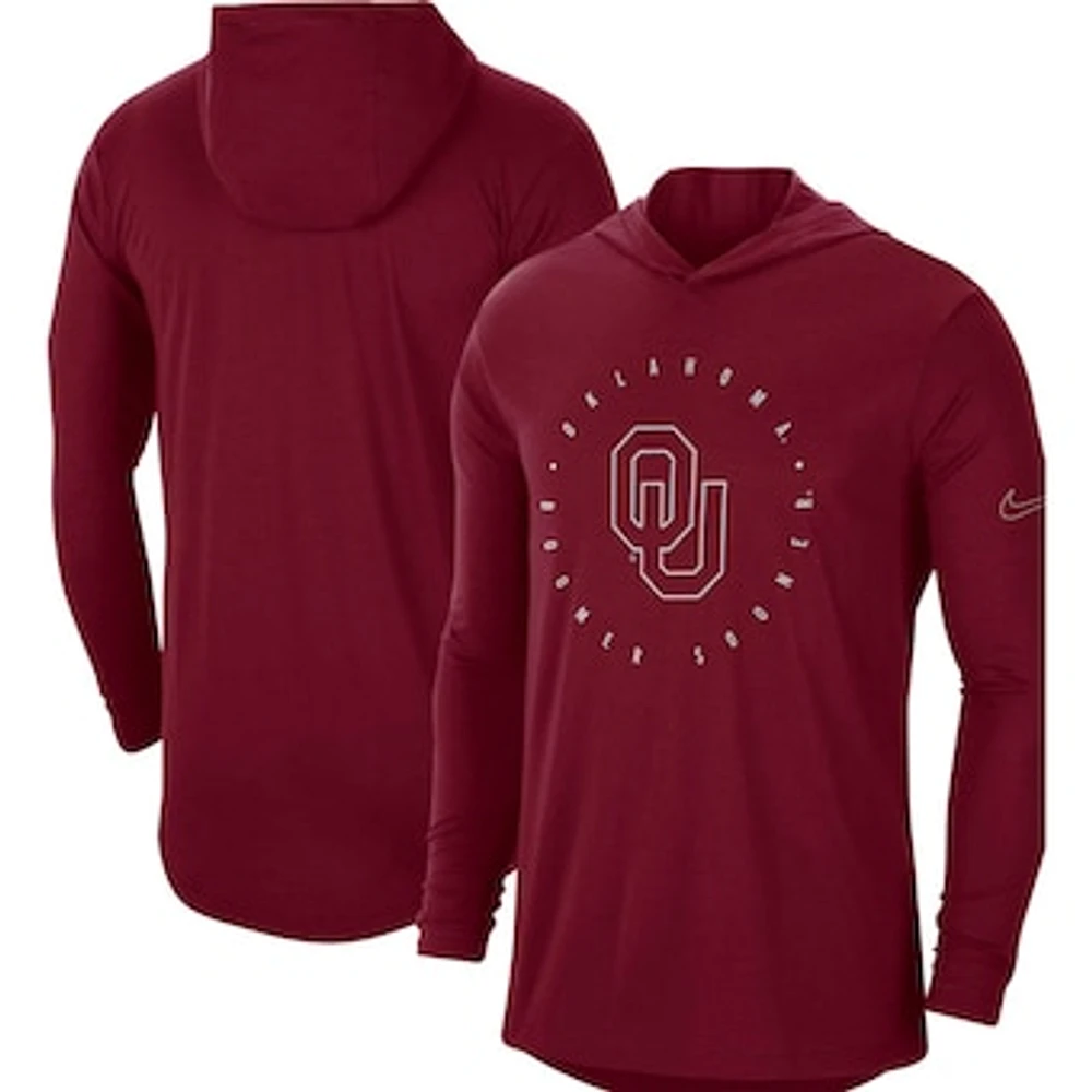 Men's Nike Crimson Oklahoma Sooners Campus Tri-Blend Performance Long Sleeve Hooded T-Shirt