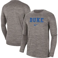 Men's Nike Heather Gray Duke Blue Devils Team Velocity Performance Long Sleeve T-Shirt