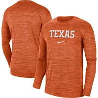 Men's Nike Burnt Orange Texas Longhorns Team Velocity Performance Long Sleeve T-Shirt