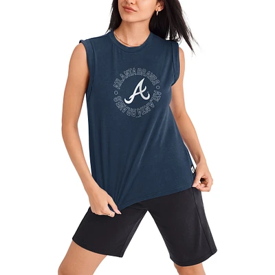 Women's DKNY Sport Navy Atlanta Braves Madison Tri-Blend Tank Top