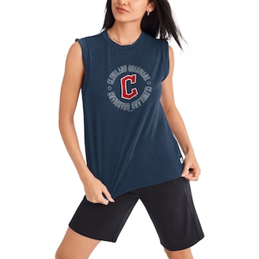 Women's DKNY Sport Navy Cleveland Guardians Madison Tri-Blend Tank Top