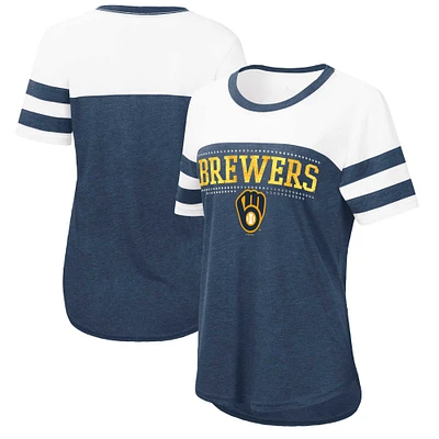 Women's Touch  Navy/White Milwaukee Brewers Setter Lightweight Fitted T-Shirt