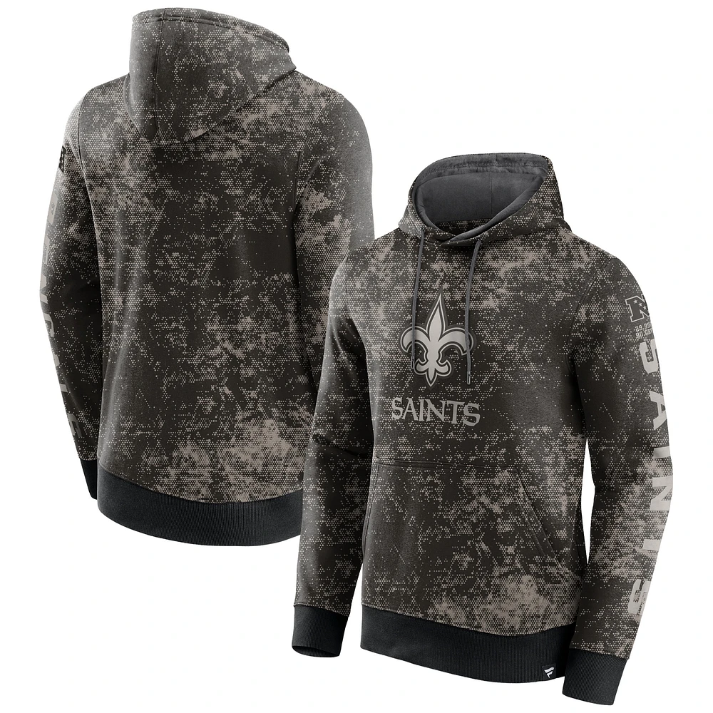 Men's Fanatics  Black/Gray New Orleans Saints Blackout Tonal Pullover Hoodie