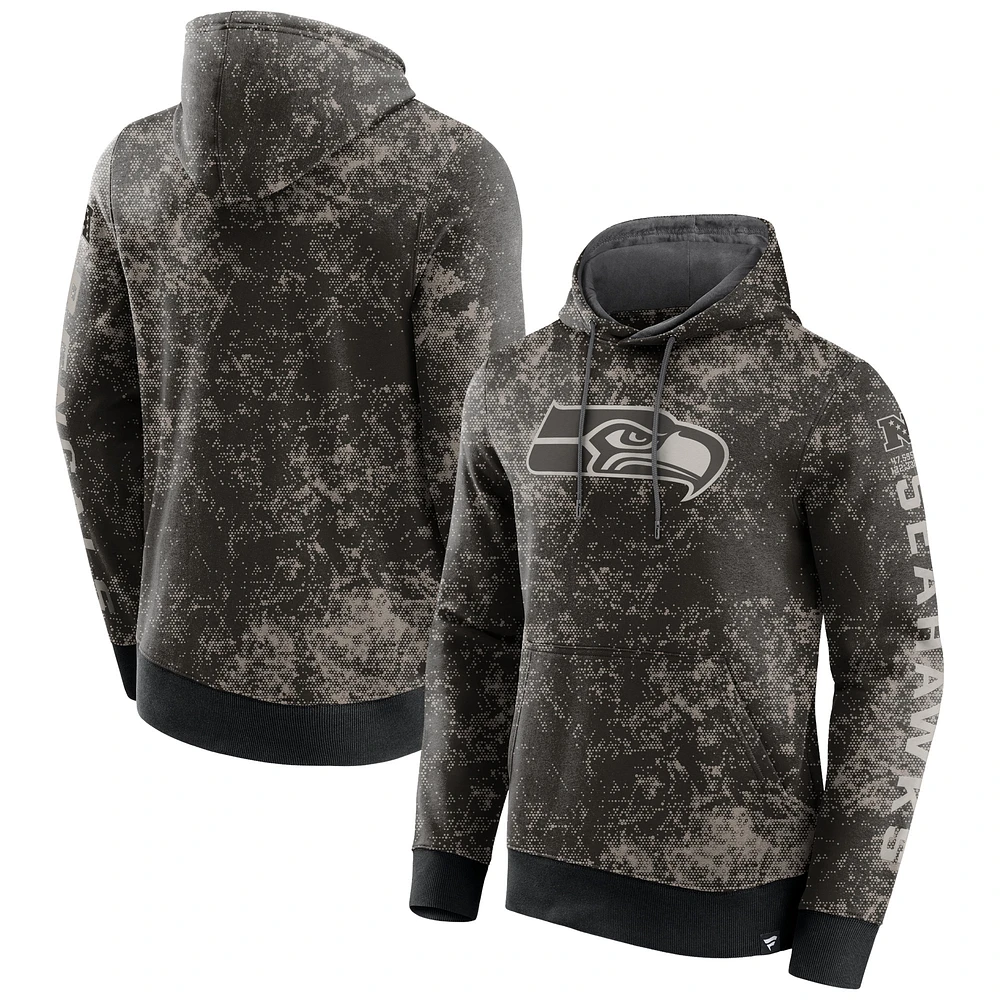 Men's Fanatics  Black/Gray Seattle Seahawks Blackout Tonal Pullover Hoodie