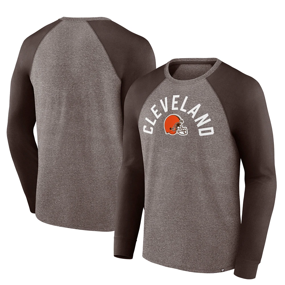 Men's Fanatics Heather Brown Cleveland Browns Arc Away Tri-Blend Long Sleeve T-Shirt