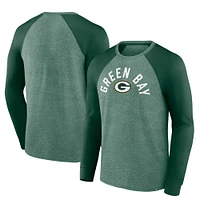 Men's Fanatics Heather Green Green Bay Packers Arc Away Tri-Blend Long Sleeve T-Shirt