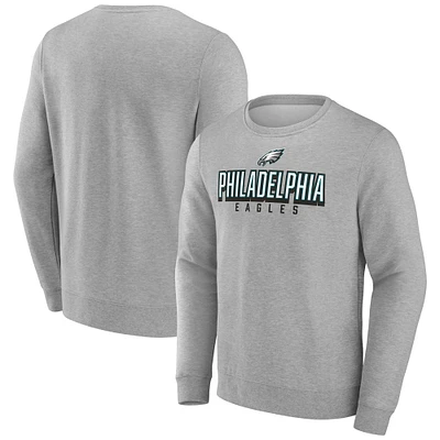 Men's Fanatics Heather Gray Philadelphia Eagles Bold Move Pullover Sweatshirt