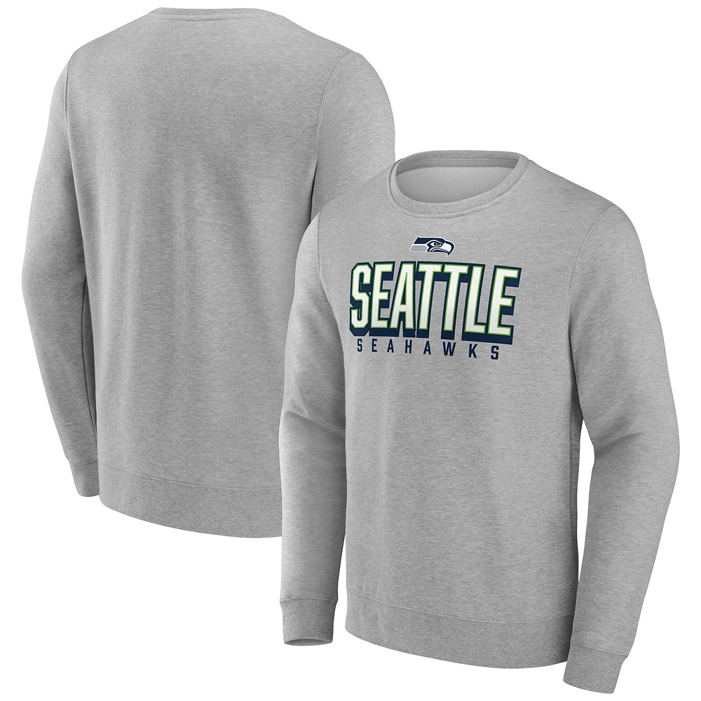 Men's Fanatics Heather Gray Seattle Seahawks Bold Move Pullover Sweatshirt