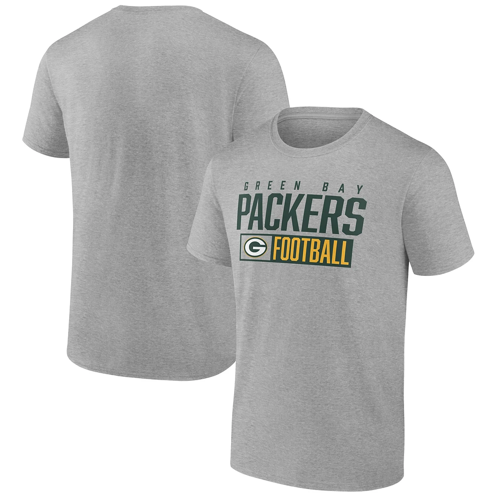 Men's Fanatics Heather Black Green Bay Packers Box Pop T-Shirt