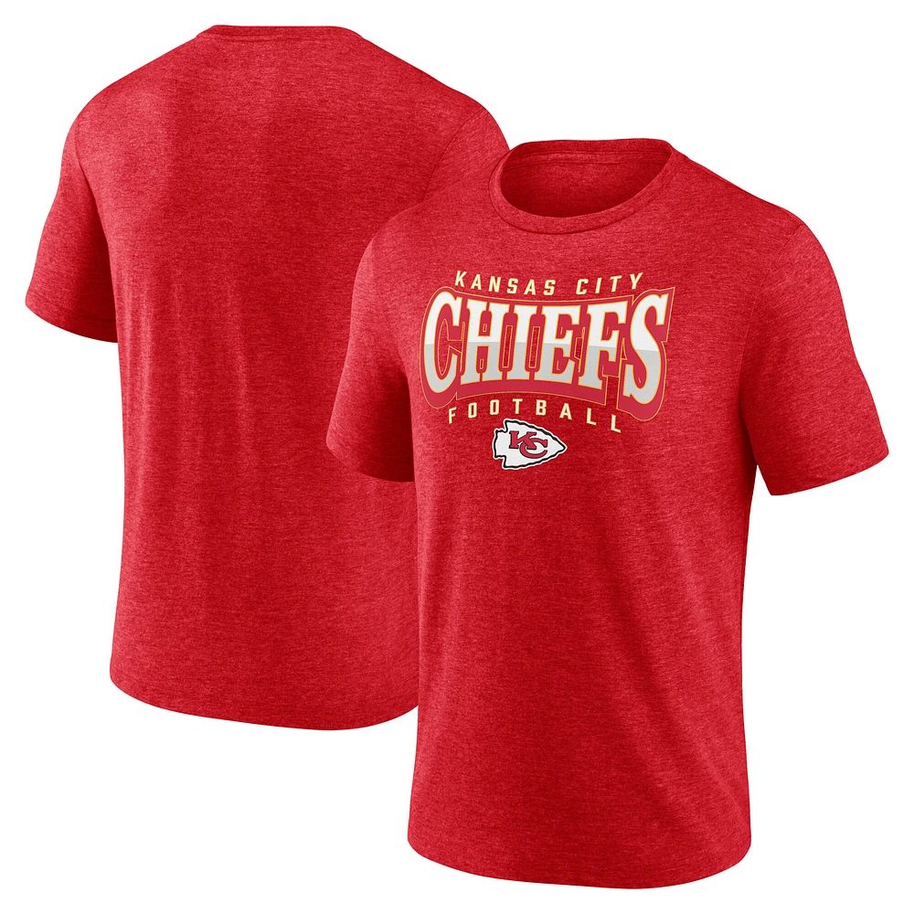 Men's Fanatics Heather Red Kansas City Chiefs Divided Warp Tri-Blend T-Shirt