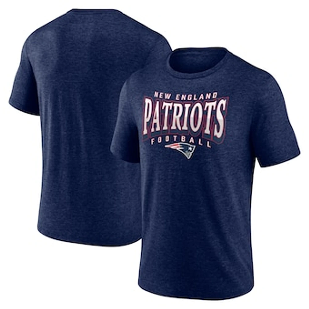 Men's Fanatics Heather Navy New England Patriots Divided Warp Tri-Blend T-Shirt